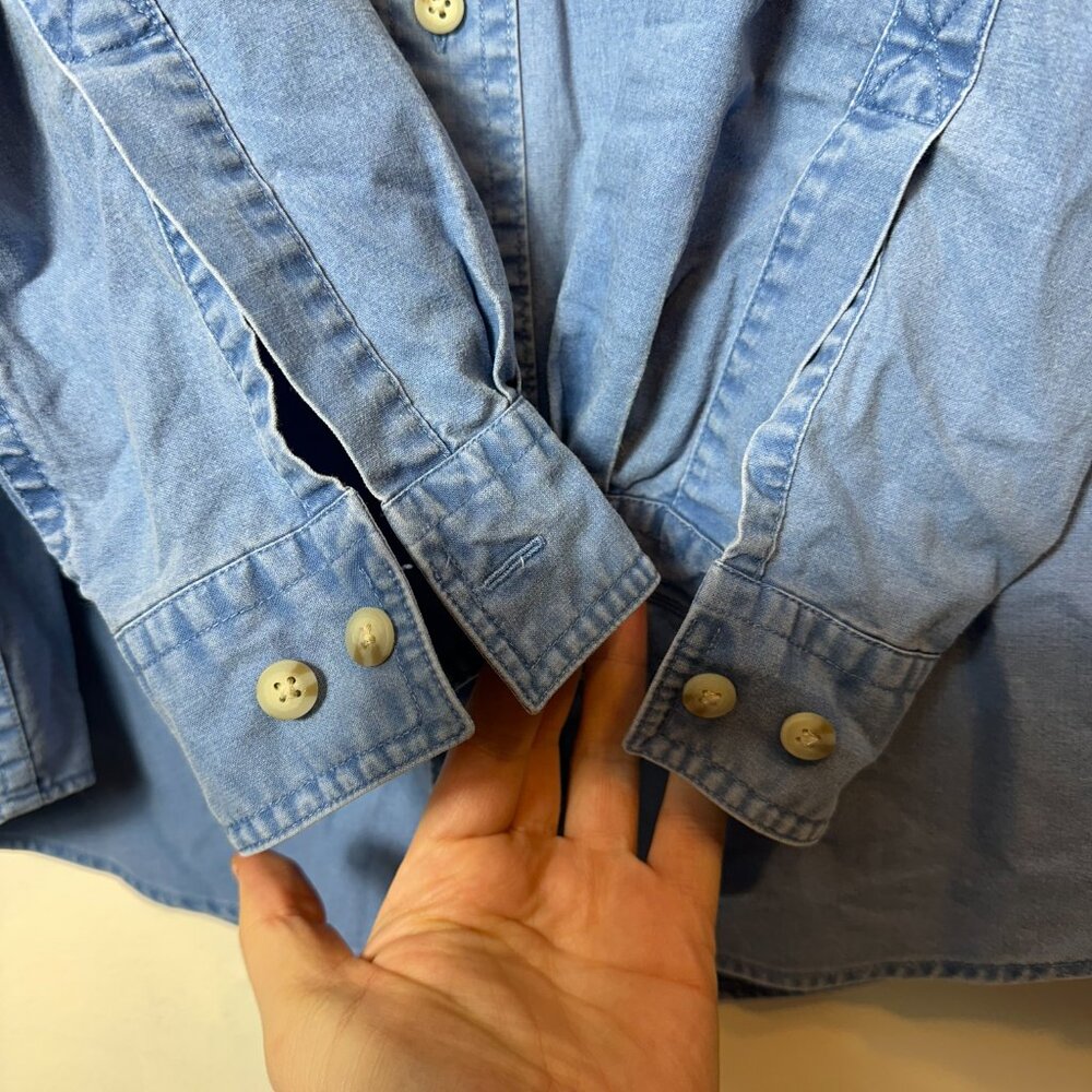 L.L.Bean Denim Sunwashed Canvas Shirt Traditional Fit Size M ptp22 - Picture 4 of 9